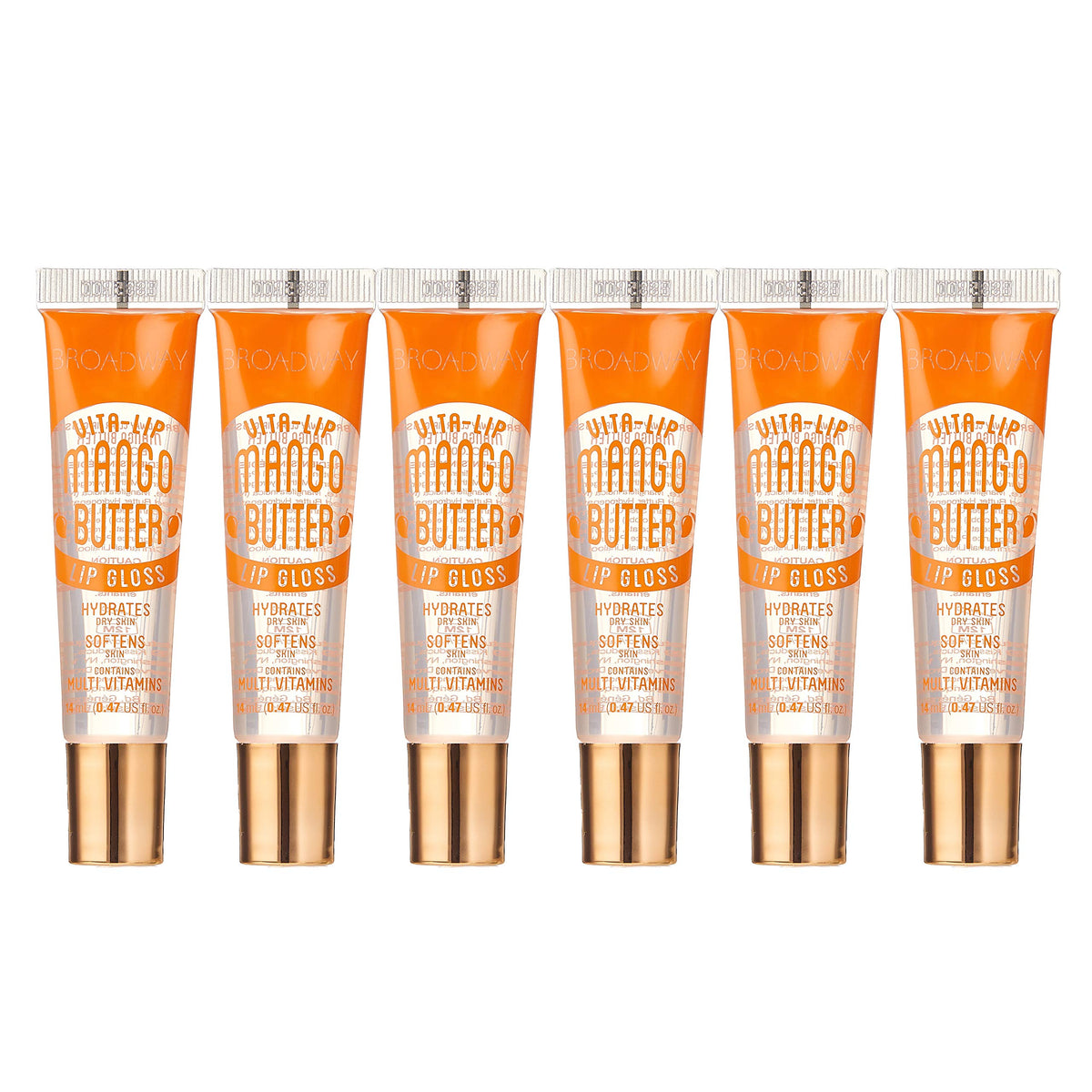 Ruby Kisses Broadway Vita-Lip Clear Lip Gloss (Mango Butter 6 Pack), Ultra-Hydrating & Soothing Formula with Multi-Vitamin Oils, High-Shine Non-Sticky Beauty & Personal Care Ruby Kisses