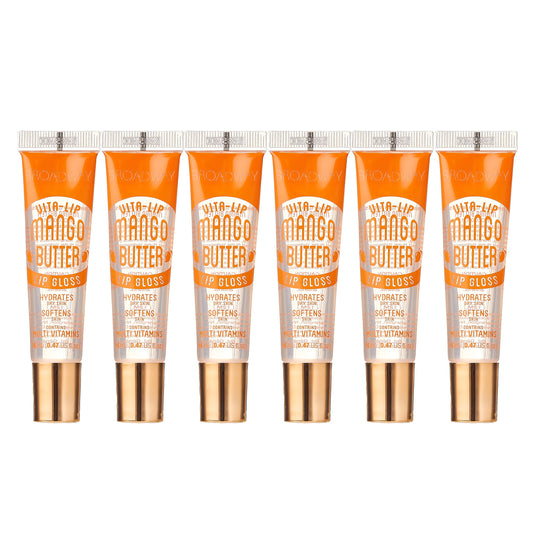 Ruby Kisses Broadway Vita-Lip Clear Lip Gloss (Mango Butter 6 Pack), Ultra-Hydrating & Soothing Formula with Multi-Vitamin Oils, High-Shine Non-Sticky Beauty & Personal Care Ruby Kisses
