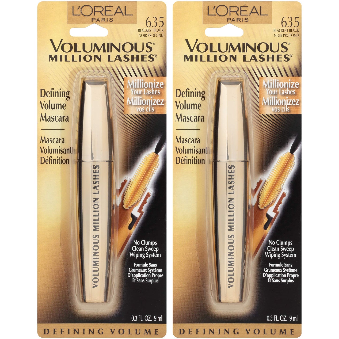 L’Oreal Paris Makeup Voluminous Million Lashes Mascara, Volumizing Collagen Infused Eye Makeup, Amplifying Mascara Brush, Washable, Blackest Black Beauty & Personal Care L'Oreal Paris