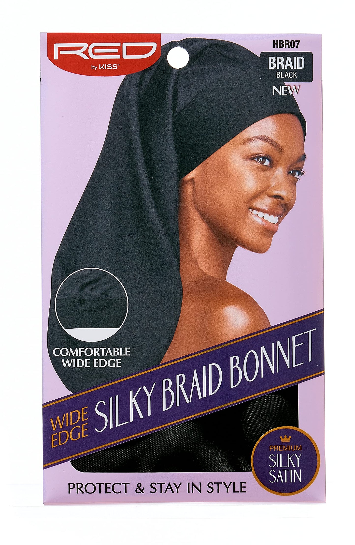 Red by Kiss Silky Braid Bonnet Wide Edge Bonnet Sleep Cap, Frizz Free Bonnet (Black) Beauty and Personal Care Red by Kiss
