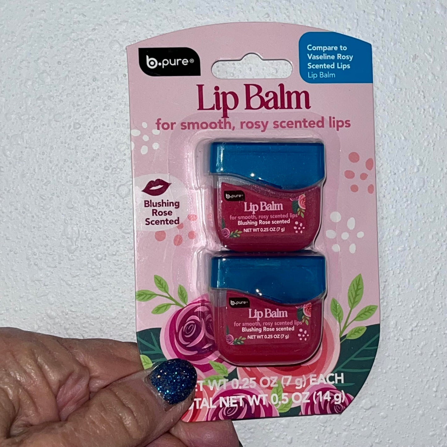B.pure® Lip Balm, Blushing Rose Scented, Moisturizing, 0.25 oz Each, 2 Pack Beauty and Personal Care b.pure