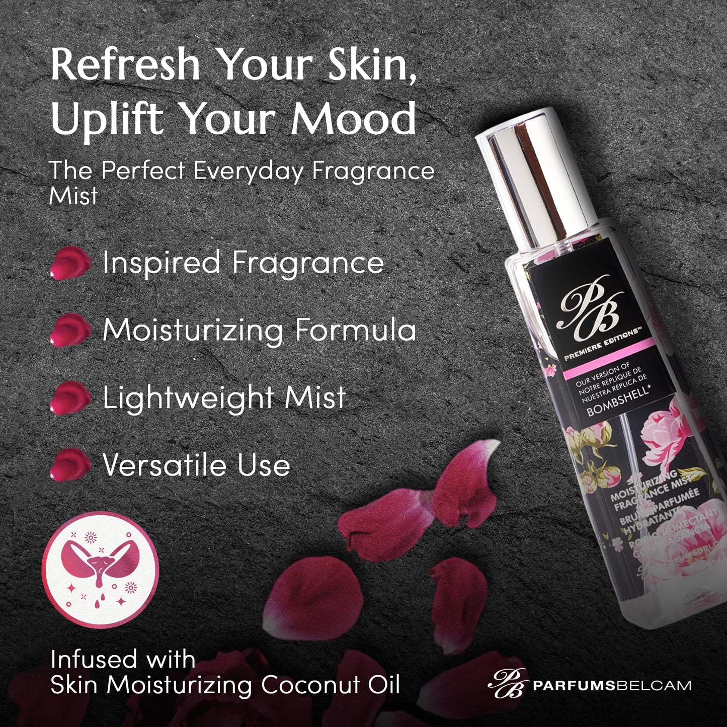 PB ParfumsBelcam Premiere Editions Moisturizing Fragrance Mist for Women - Fruity Floral Scent with Red Berries, Peony & Soft Florals - Hydrating Body Beauty & Personal Care PB ParfumsBelcam