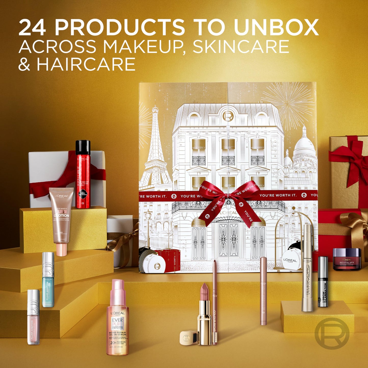 L'Oreal Paris 24 Day Beauty Advent Calendar 2025, Holiday Gift Set Includes Deluxe-Sized and Miniature Makeup, Skincare and Haircare Products Beauty & Personal Care L'Oreal Paris