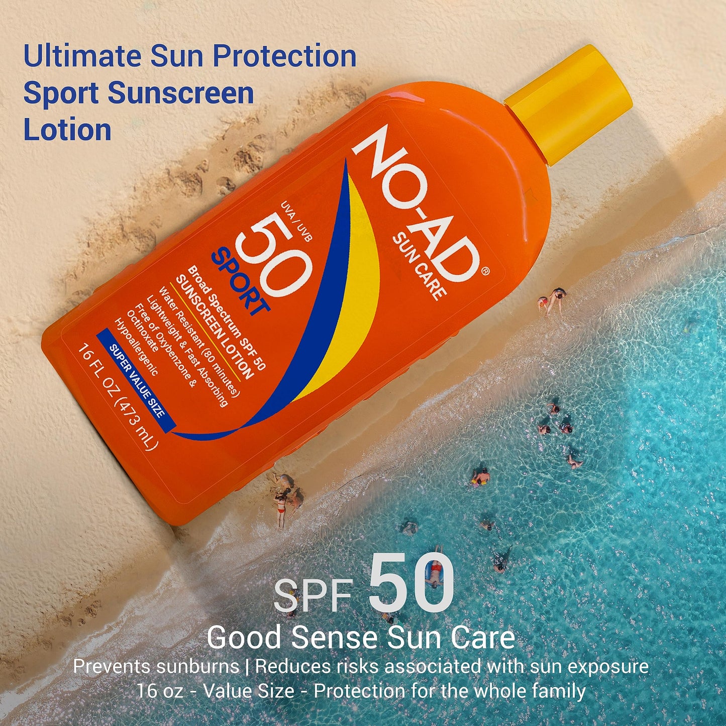 NO-AD Sport Sunscreen Lotion, SPF 50 16 oz Beauty & Personal Care NO-AD