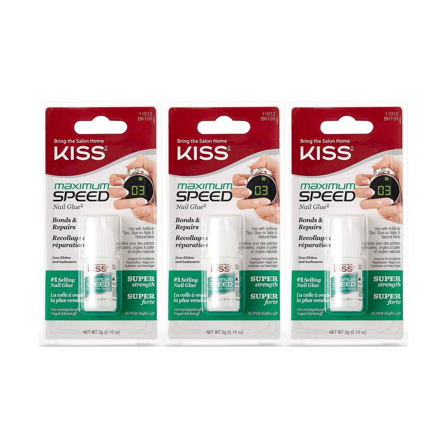 Kiss Maximum Speed Nail Glue (3 Pack) Beauty & Personal Care Kiss