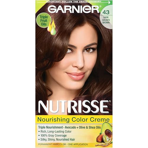 Garnier Nutrisse Nourishing Color Creme, 43 Dark Golden Brown (Cocoa Bean) (Packaging May Vary) Beauty & Personal Care Garnier
