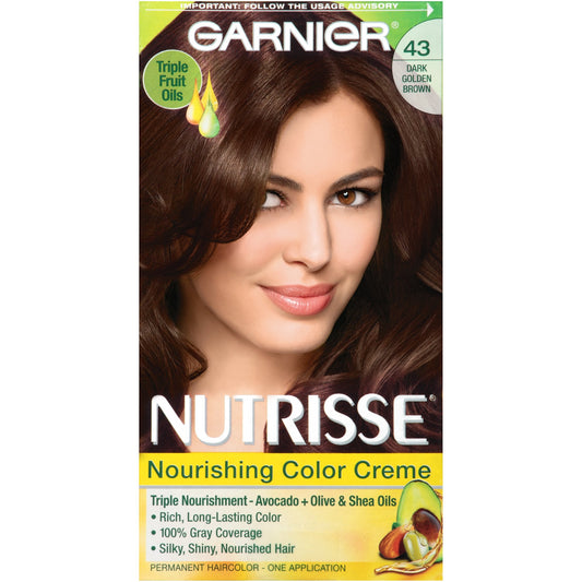 Garnier Nutrisse Nourishing Color Creme, 43 Dark Golden Brown (Cocoa Bean) (Packaging May Vary) Beauty & Personal Care Garnier