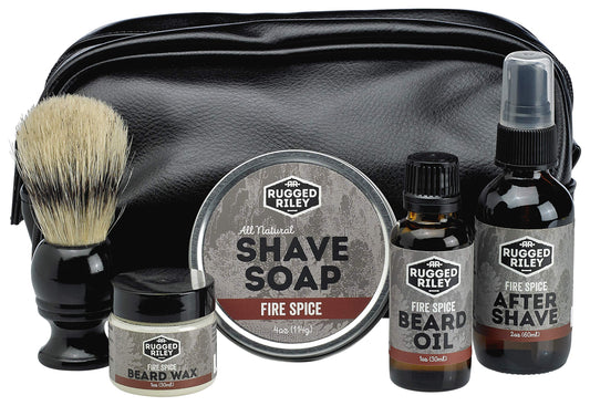 Rugged Riley Fire Spice Men's Dopp Kit All Natural Shaving and Beard Essentials - made with pure essential oil makes a great gift! by Fabulous Frannie Beauty and Personal Care Fabulous Frannie