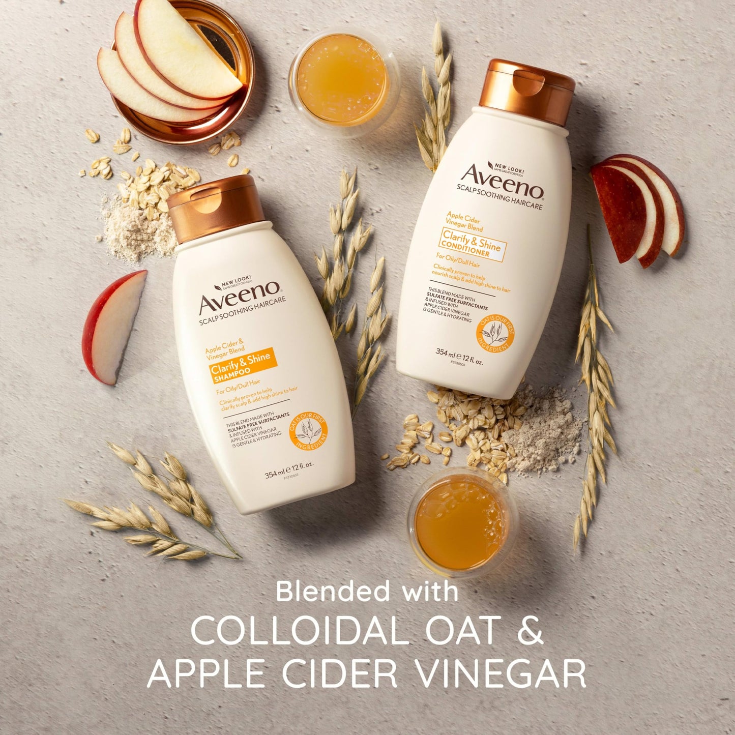 Aveeno Apple Cider Vinegar Shampoo + Conditioner Set, Hair Care Bundle for Balance & High Shine, Daily Clarifying & Soothing Scalp Shampoo Beauty & Personal Care Aveeno