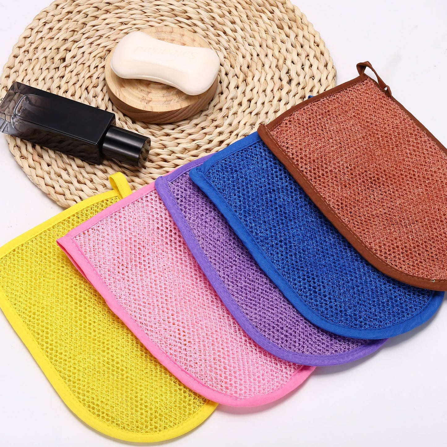 uxcell 2 Pcs African Net Sponge Exfoliating Glove, Nylon Bath Exfoliating Mitts, African Net Gloves Body Scrubber for Women Men Daily Use Skin Care Beauty and Personal Care uxcell