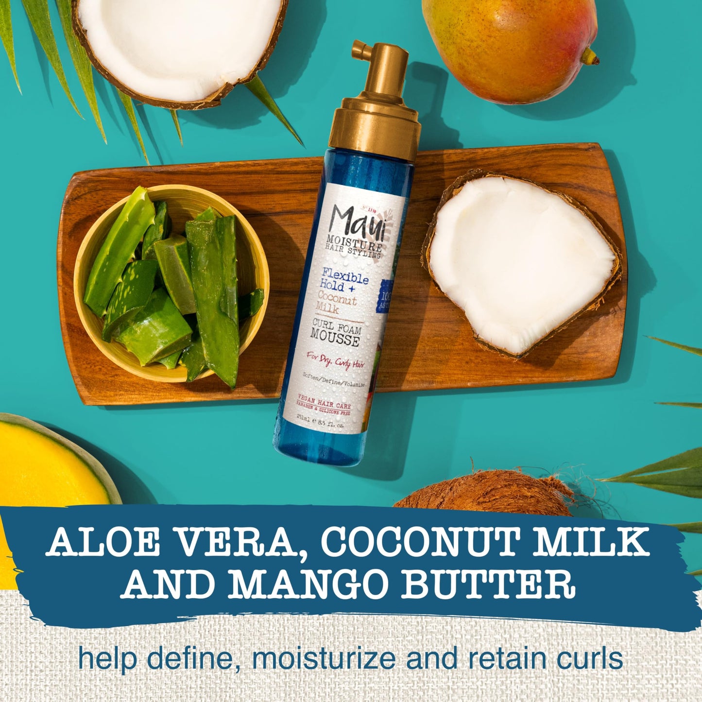 Maui Moisture Flexible Hold + Coconut Milk Curl Foam Mousse, for Curly Hair Styling, No Drying Alcohols, Parabens or Silicone, 8.5oz Beauty & Personal Care Maui Moisture