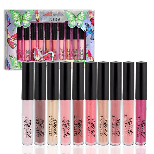 Enchante Ellen Tracy 10 Pc Lip Gloss Collection, Shimmery Lip Glosses for Women and Girls, Long Lasting Lip Gloss Set with Rich Varied Colors, Great Beauty & Personal Care Enchante