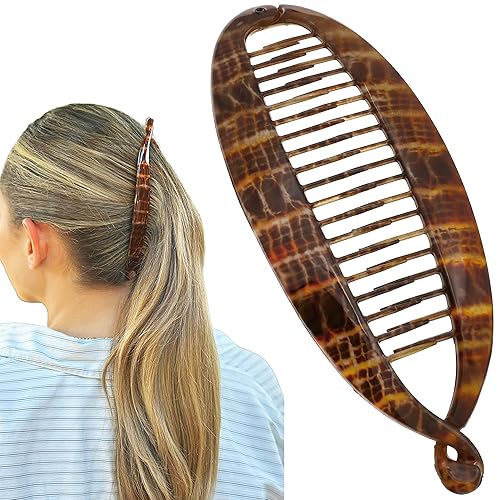 Camila Paris CP3097 French Extra Large Banana Clip Hair Comb, Classic Banana Clips Hair for Thick Hair Ponytail Holder Interlocking Styling Clips Beauty & Personal Care Camila