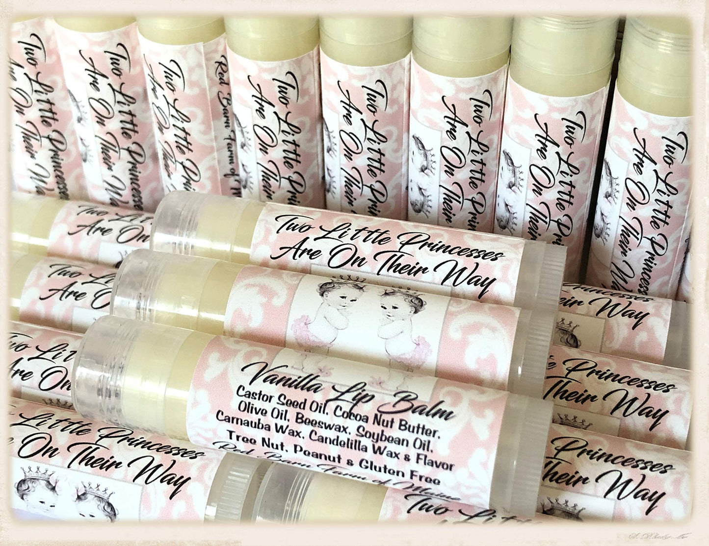 20 TWIN GIRL Lip Balm Baby Shower Party Favors Beauty and Personal Care Red Barn Farm of Maine