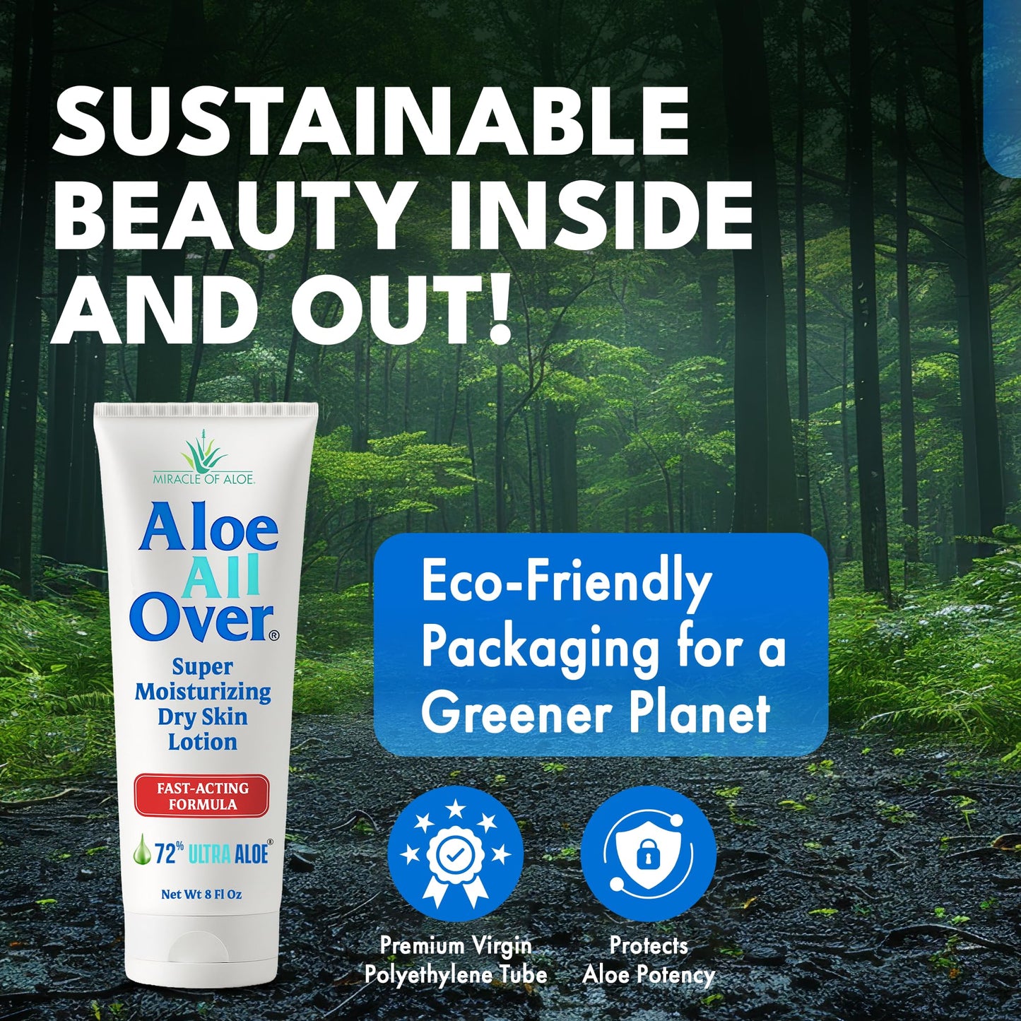 Miracle of Aloe Aloe All Over Super Moisturizing Dry Skin Lotion 8 oz - Made with 72% UltraAloe Aloe Vera Gel. Safe for Everyone: Men, Women Beauty & Personal Care Miracle of Aloe
