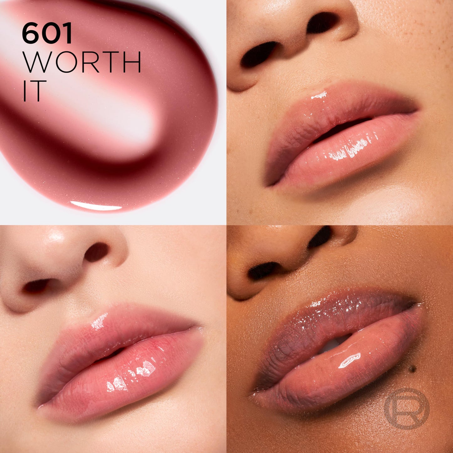 L'Oreal Paris Plump Ambition Hyaluron Lip Oil, 24 HR Lip Gloss with Hyaluronic Acid, Volumizing Formula with Glass-Like Shine, Worth It 601, 0.16 Fl Beauty & Personal Care L'Oreal Paris