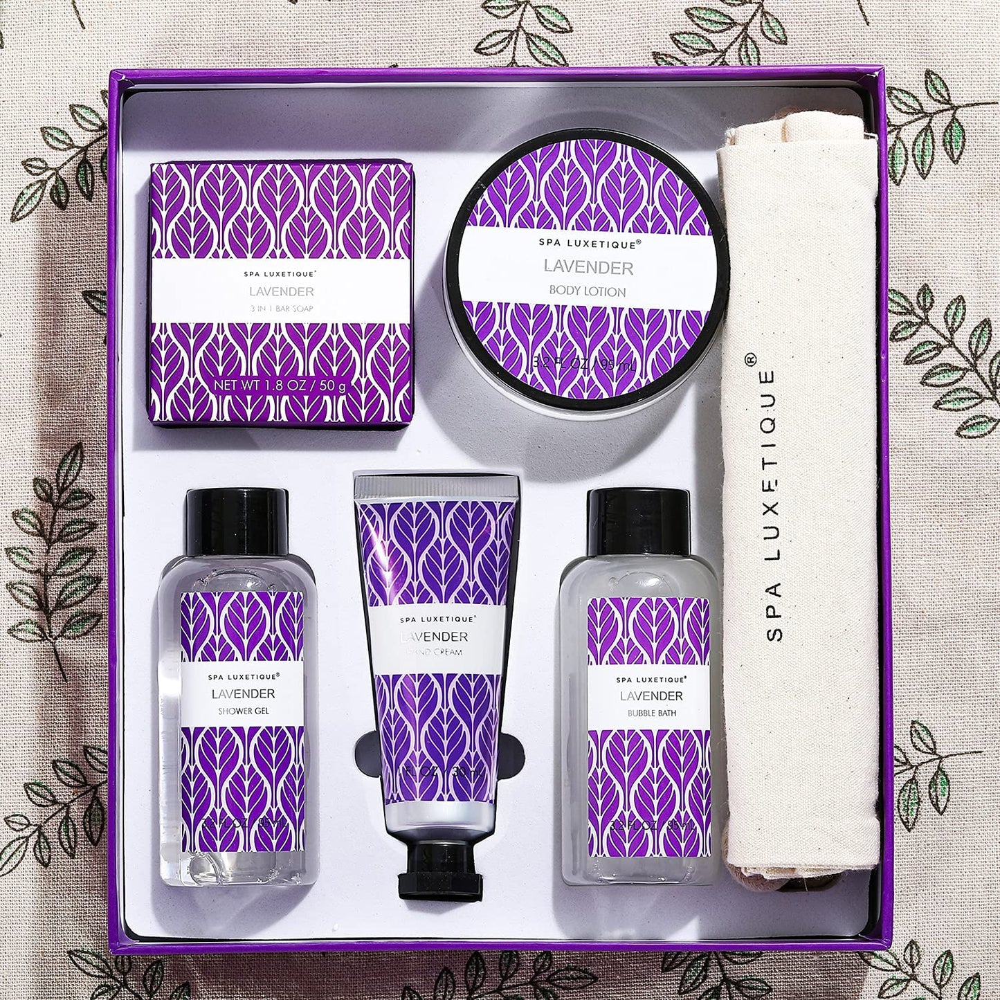 Spa Luxetique Lavender Spa Set, Bath Set for Women Gift, Relaxing Home Spa Kits Includes Body Lotion, Shower Gel, Bubble Bath, Hand Cream, Birthday Beauty & Personal Care spa luxetique