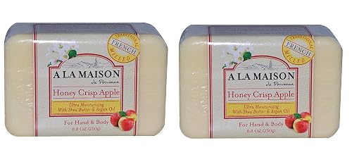 A La Maison Honeycrisp Apple Bar Soap - Triple French Milled Natural Moisturizing Hand Soap Bar (2 Bars of Soap, 8.8 oz) Beauty & Personal Care A La Maison de Provence