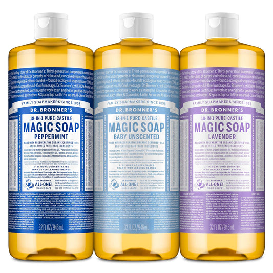 Dr. Bronner's Pure-Castile Magic Liquid Soap Made with Regenerative Organic Oils, Vegan, Concentrated, Body Wash- For Face, Hair, Laundry - 32oz Beauty & Personal Care Dr. Bronner's