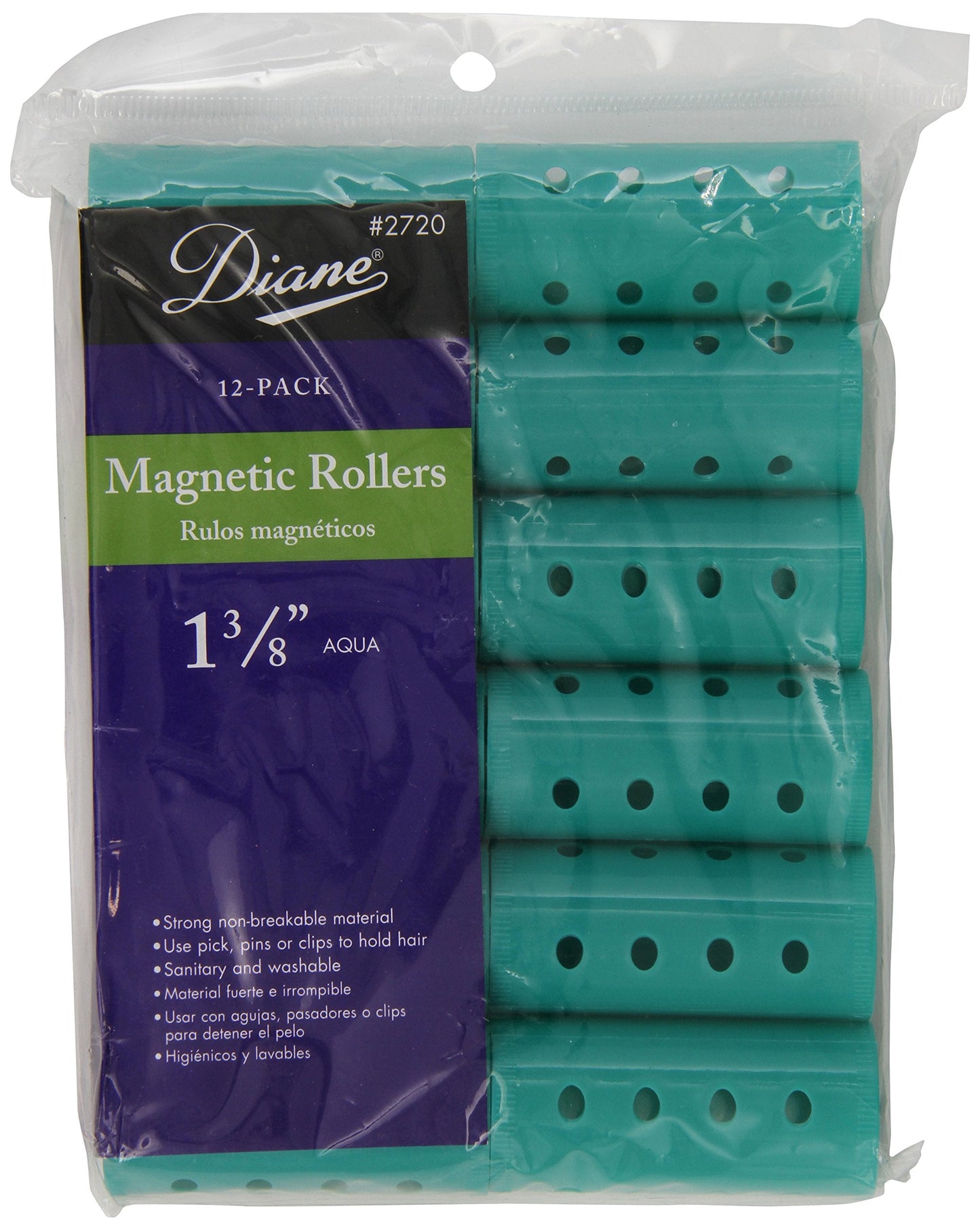 Diane Magnetic Hair Rollers, Aqua, 1 3/8 Inch Beauty & Personal Care Diane