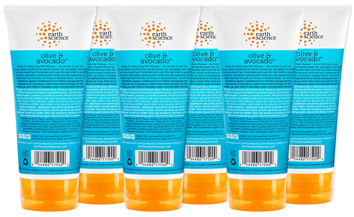 EARTH SCIENCE - Olive & Avocado Deep Conditioning Hair Masque: For Normal to Dry Hair (6 pk, 6 oz.)
