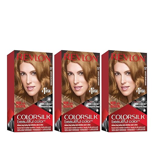 Revlon Permanent Hair Color, Permanent Hair Dye, Colorsilk with 100% Gray Coverage, Ammonia-Free, Keratin and Amino Acids, 57 Lightest Golden Brown Beauty & Personal Care REVLON