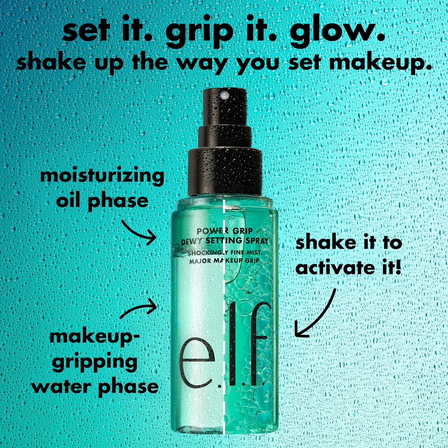 e.l.f. Power Grip Dewy Setting Spray, Ultra Fine Mist Made With Hyaluronic Acid, Grips Makeup For A Hydrated-Looking, Dewy Finish, Vegan Beauty & Personal Care e.l.f.