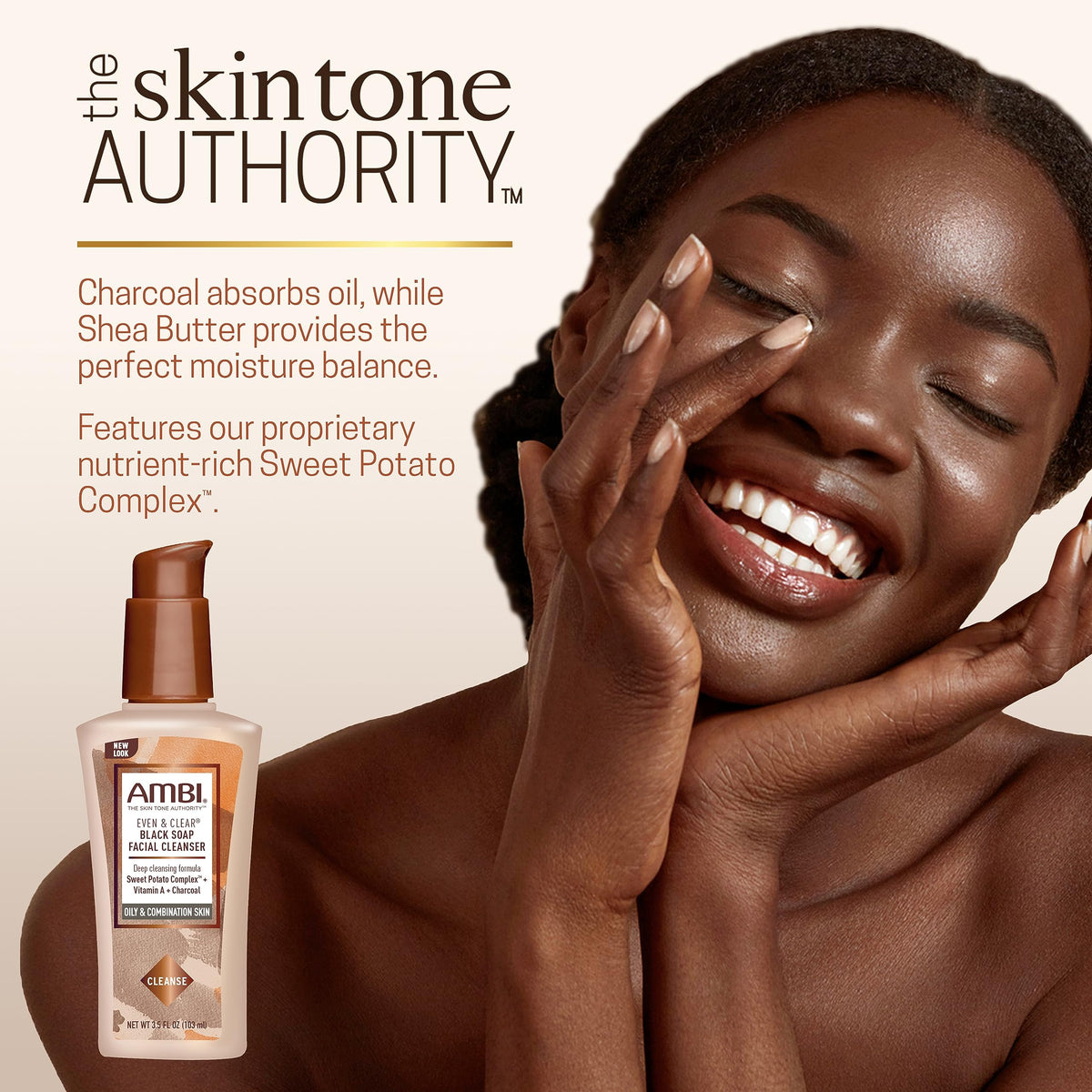 Ambi Even & Clear Purifying Charcoal Black Soap Facial Cleanser With Nutrient Rich Sweet Potato Complex | Helps Even Skin Tone | 3.5 Ounce Beauty & Personal Care Ambi
