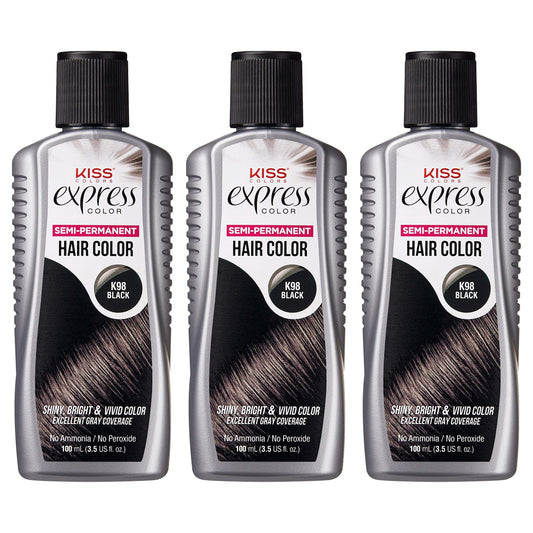 Kiss Express Color #K98 Semi-Permanent Black 3.5 Ounce (103ml) (Pack of 3) Beauty & Personal Care KISS