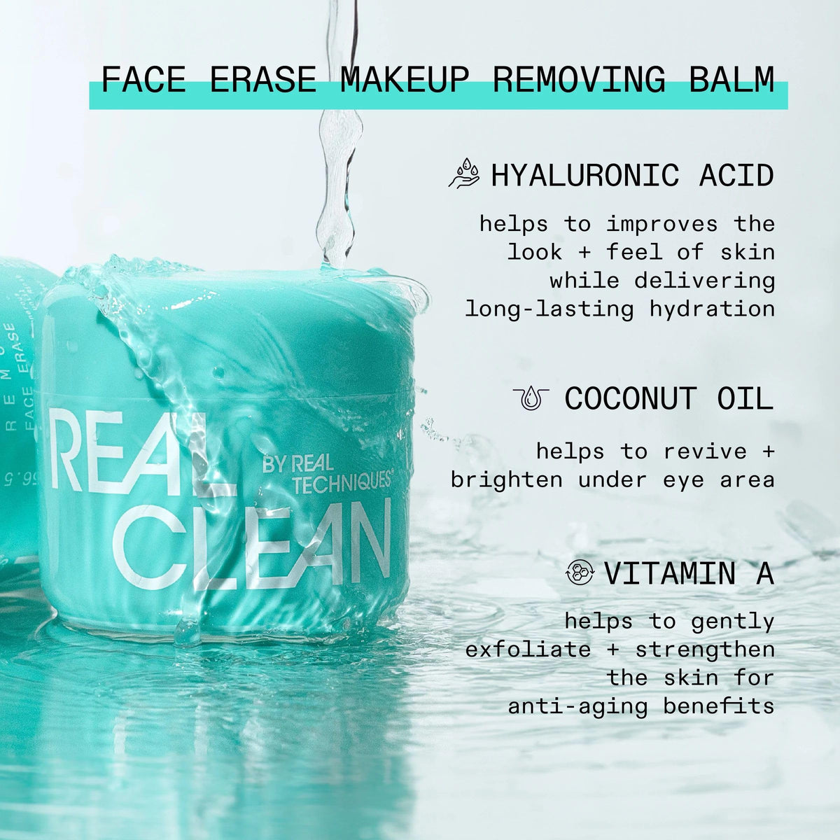 Real Techniques Real Clean Face Erase Makeup Removing Balm, Cleansing Balm