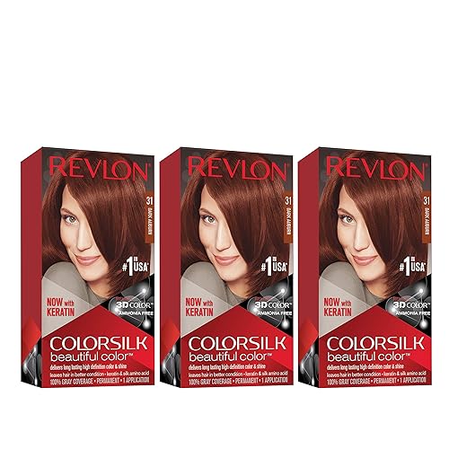Revlon Permanent Hair Color, Permanent Hair Dye, Colorsilk with 100% Gray Coverage, Ammonia-Free, Keratin and Amino Acids, 31 Dark Auburn, 4.4 Oz Beauty & Personal Care REVLON
