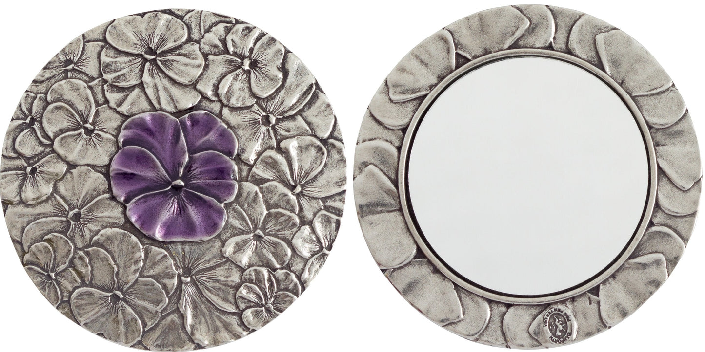 DANFORTH - Pewter Pansy Purse Mirror - Handmade Hand-Held Mirror for Women - Purple Flower Gift Accessories - Made in USA (3 inches) Beauty & Personal Care DANFORTH