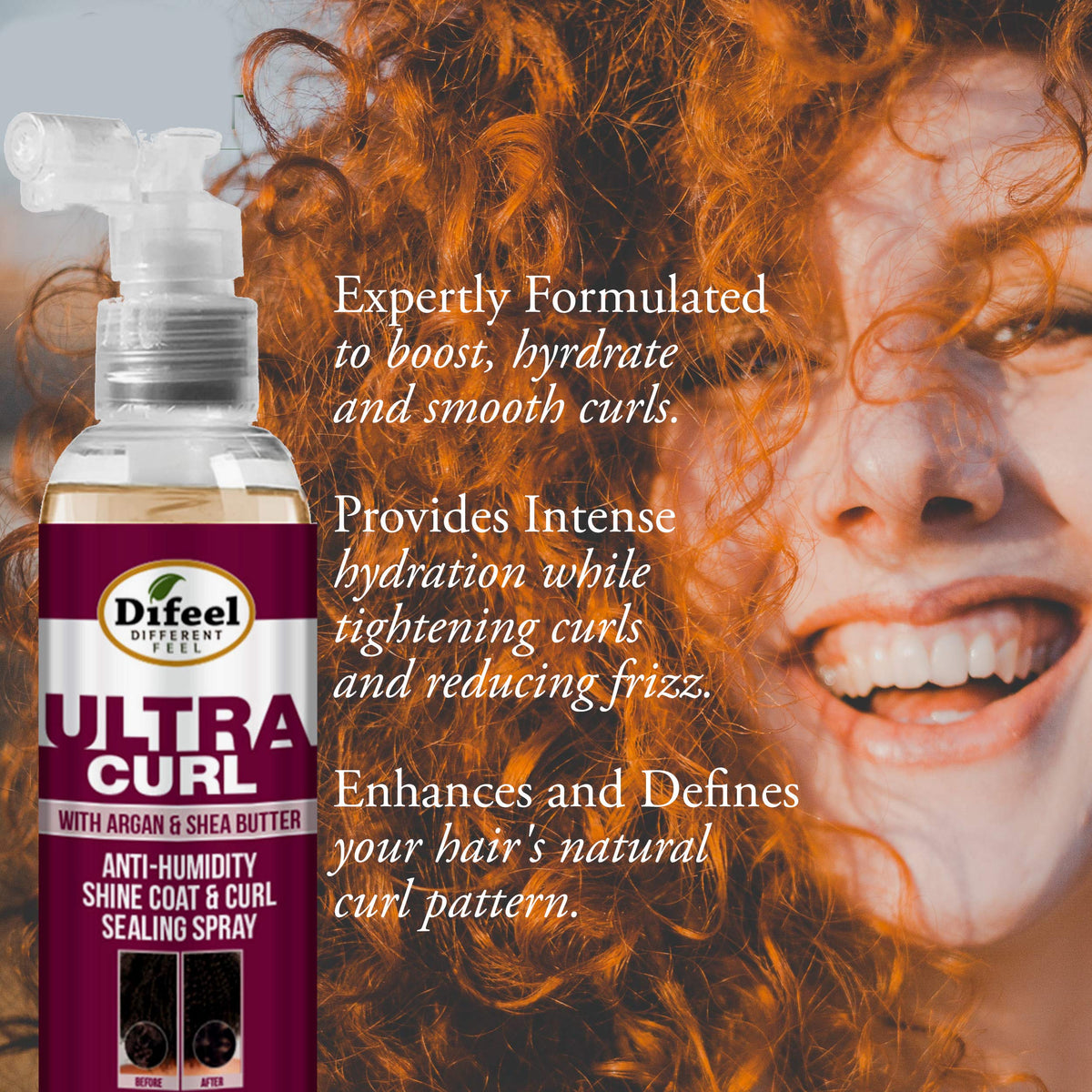 Difeel Ultra Curl Sealing Spray, 8 oz - Hair Treatment for Curly Hair, Anti-Frizz and Humidity-Proof Beauty & Personal Care Difeel