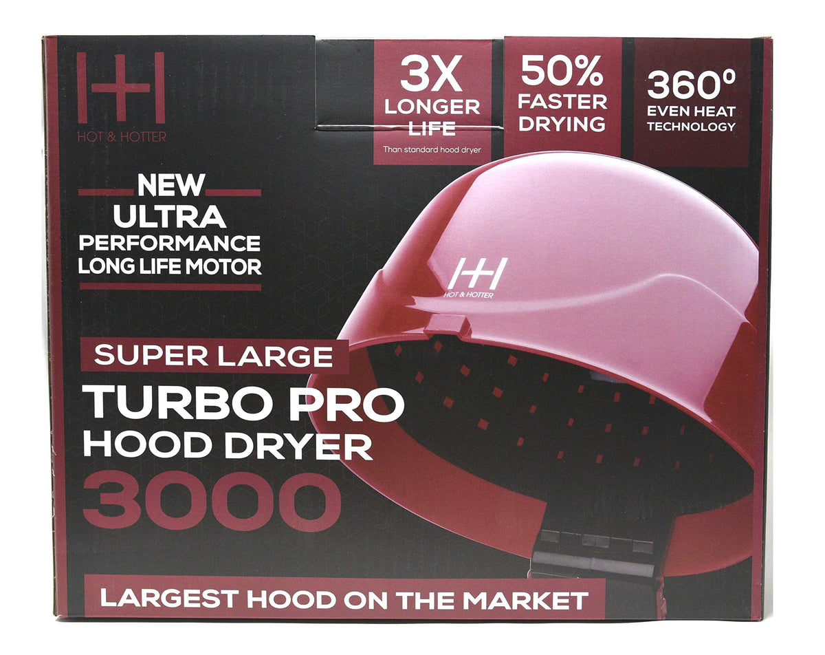 Annie Hot & Hotter Large Ceramic Ionic Hood Dryer - Professional Salon Hair Dryer with Adjustable Height, 3 Heat & Speed Settings, Portable Hooded