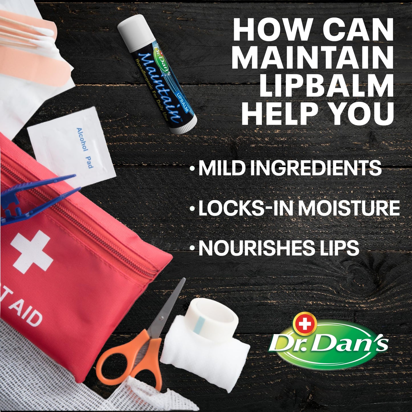 Dr. Dan's Maintain Lip Balm - Perfect for Cortibalm Aftercare, Mild Ingredients & Beeswax, Vitamin E Enriched for Moisturizing Dry Lips, Ensures Beauty and Personal Care Dr. Dan's