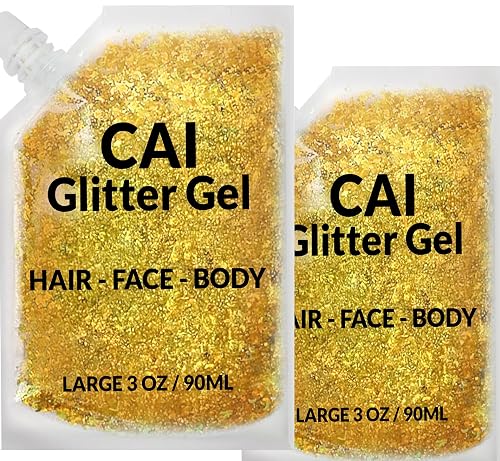 Face, Body & Hair Glitter Gel - Halloween Glitter for Kids and Women - 3 Oz Cosmetic-Grade Gel w/Moon & Stars for Festivals & Halloween Party, Easy Beauty & Personal Care CAI BEAUTY NYC