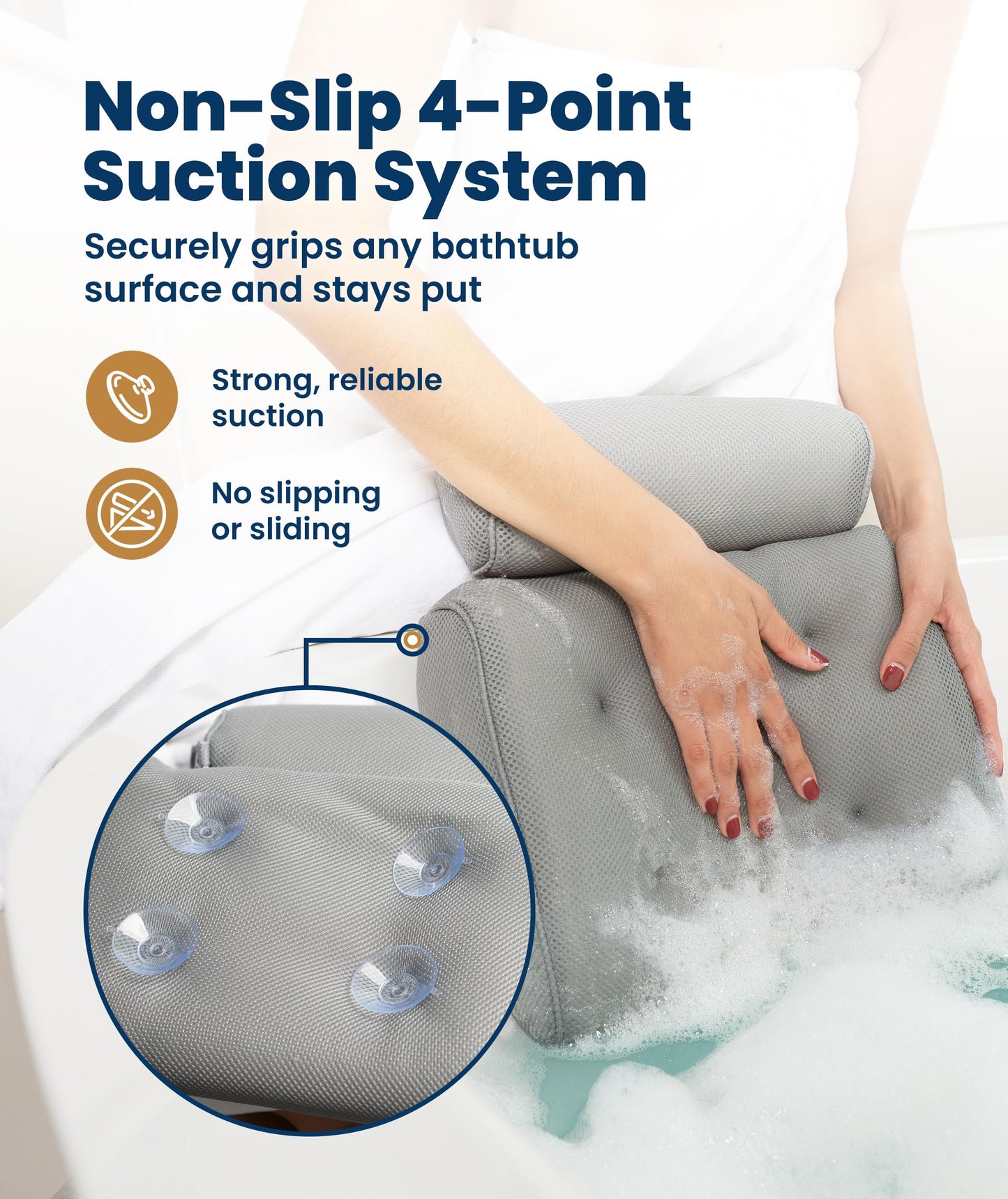 Everlasting Comfort Luxury Bath Pillows for Tub with Head and Neck Support - Non-Slip Bathtub Pillow with Suction Cups, Quick-Drying Mesh & Drying Beauty and Personal Care Everlasting Comfort