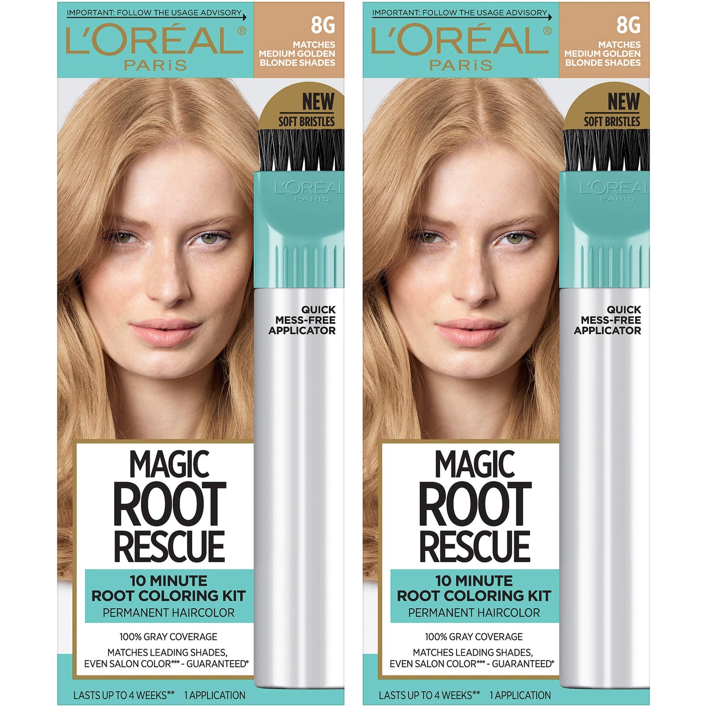 L'Oreal Paris Magic Root Rescue 10 Minute Root Hair Coloring Kit, Permanent Hair Color with Quick Precision Applicator, 100% Gray Coverage, 8G Medium Beauty & Personal Care L'Oreal Paris