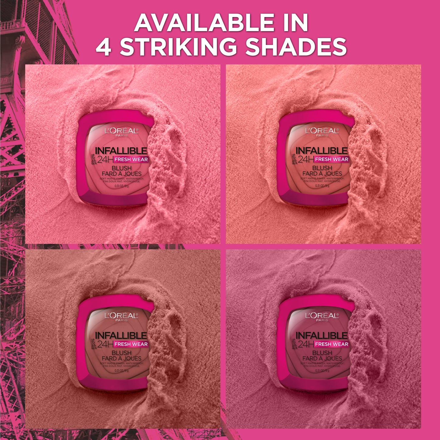 L'Oreal Paris Infallible Up to 24H Fresh Wear Soft Matte Blush, Blendable, Long-Lasting and Waterproof Cheek Make Up, Fearless Coral 05, 0.31 Oz Beauty & Personal Care L'Oreal Paris