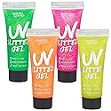 UV Glitter Body Paint Gel - 4 Colors Cosmetic Set for Girls, Women, Adults - 10 ml Tubes with Glowing Effect - Perfect for Dress Up, Festival, Costume Beauty & Personal Care splashes & spills
