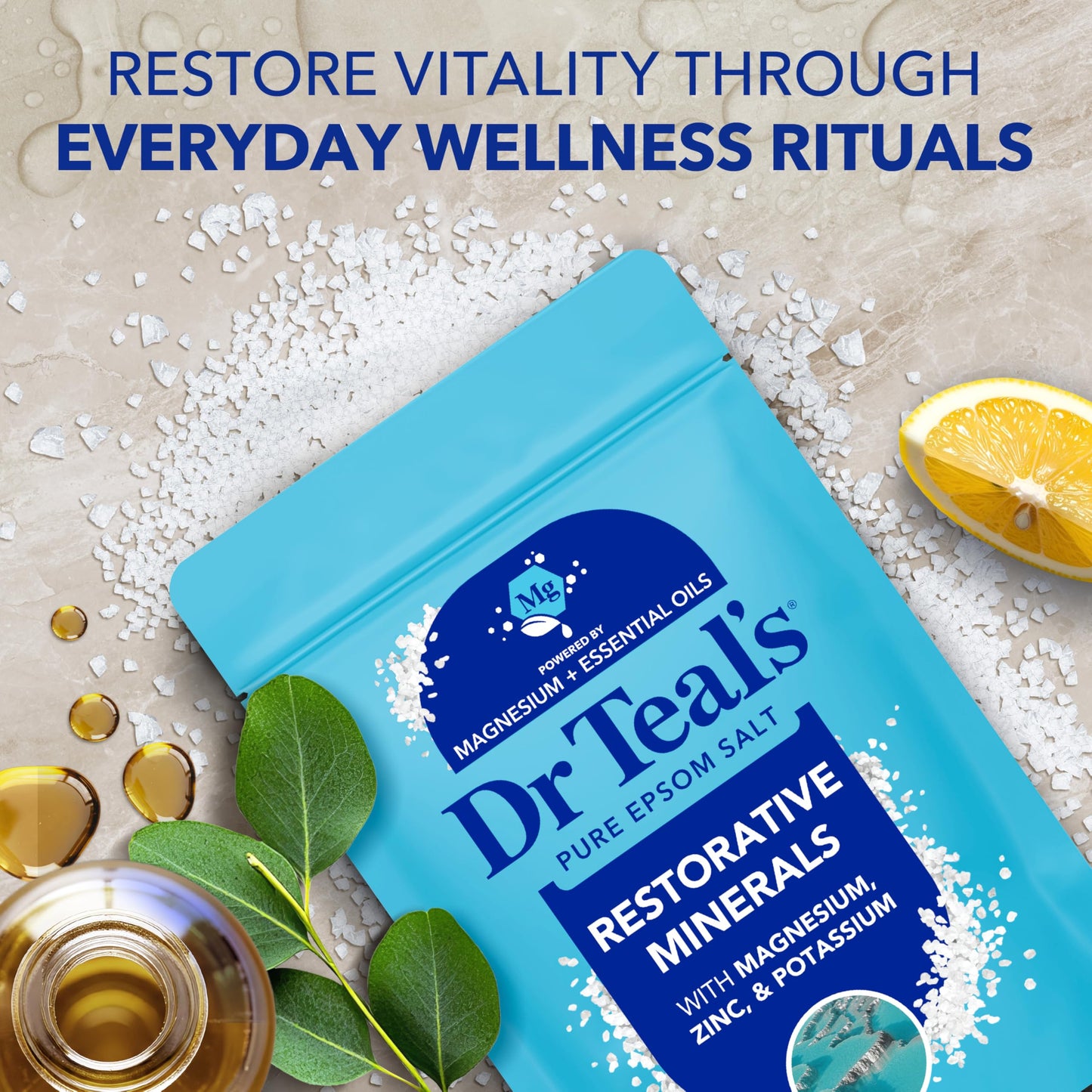 Dr Teal's Epsom Salt Restorative Minerals Soak with Magnesium, Potassium, Zinc & Eucalyptus Essential Oils, 3 lbs (Pack of 4) Beauty and Personal Care Dr Teal's