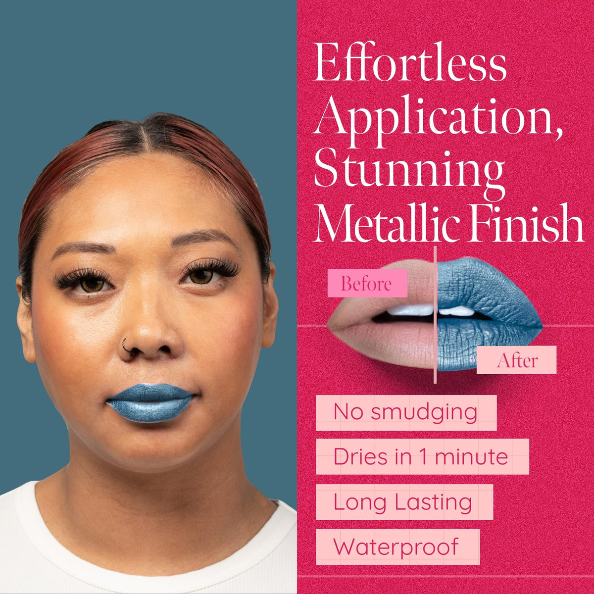 Aromi Teal Blue Metallic Liquid Lipstick | Turquoise, Sea Foam Lip Color with Shimmery Finish, Vegan, Cruelty-free, Long-lasting, Smudge Proof (Arctic Beauty & Personal Care Aromi