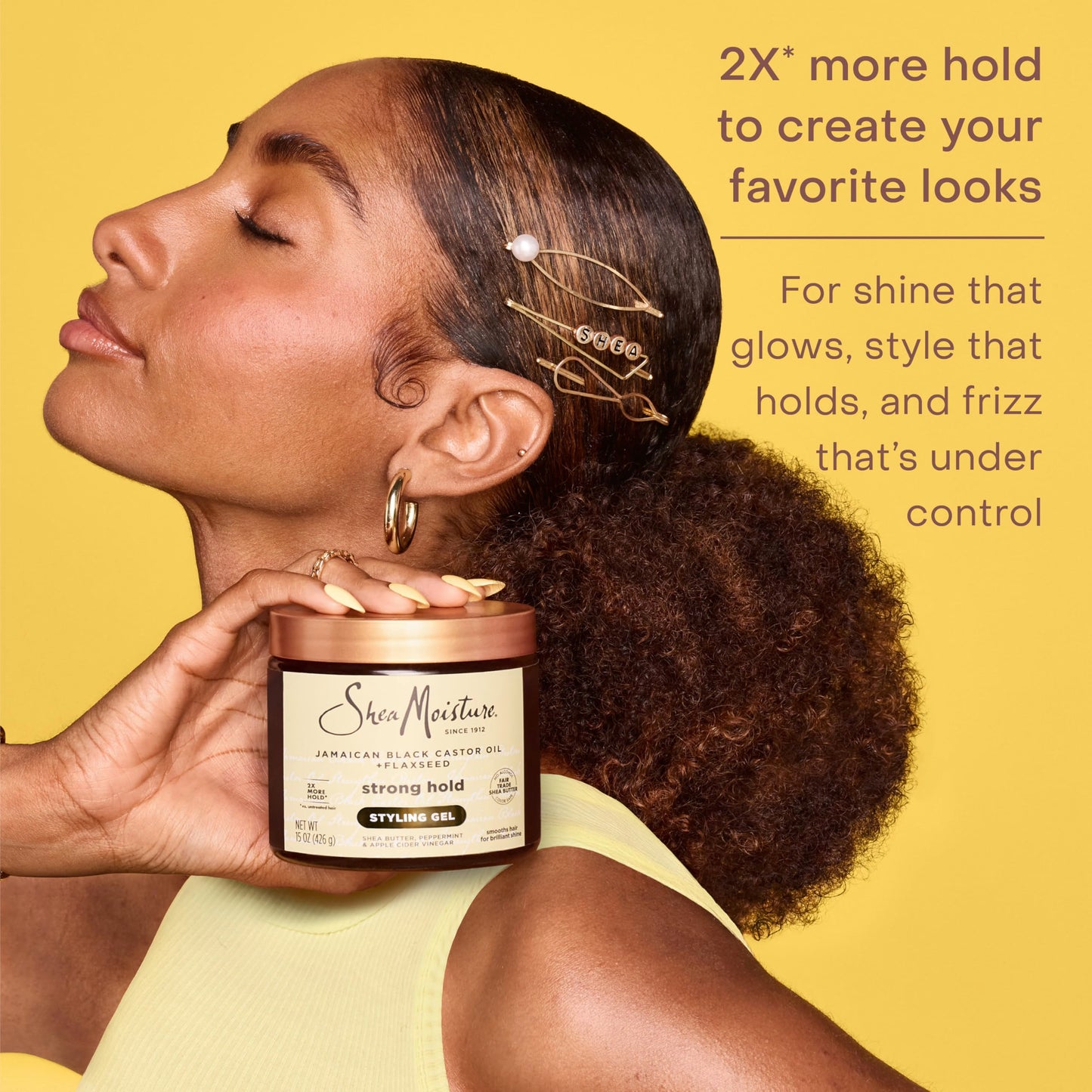 SheaMoisture Strong Hold Styling Gel+Flaxseed Jamaican Black Castor Oil Gives Controlled Style,AllDay Hold,Infused With Castor Seed Oil,SheaButter Beauty & Personal Care SheaMoisture