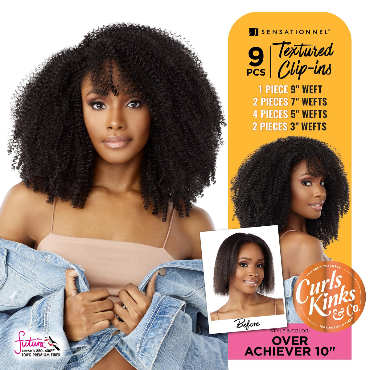 Sensationnel Curls Kinksandco Clip in-Over Achiever 10 Inch,S1B/BG