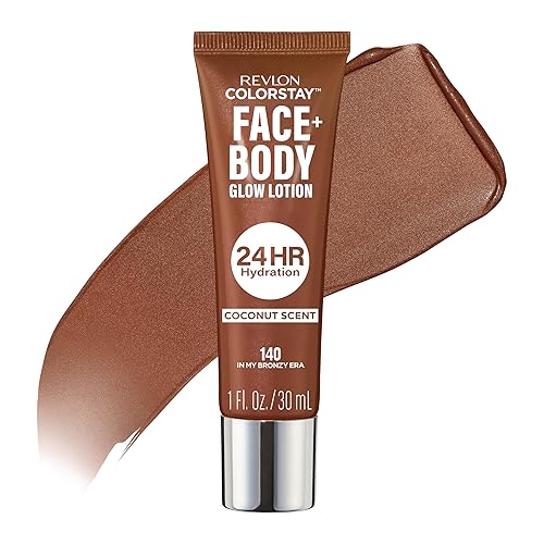 REVLON ColorStay Face & Body Glow Lotion, Hydrating Glow Moisturizer, 24HR Hydration, Illuminating Luminizing Shimmer, 140 In My Bronze Era Beauty & Personal Care REVLON