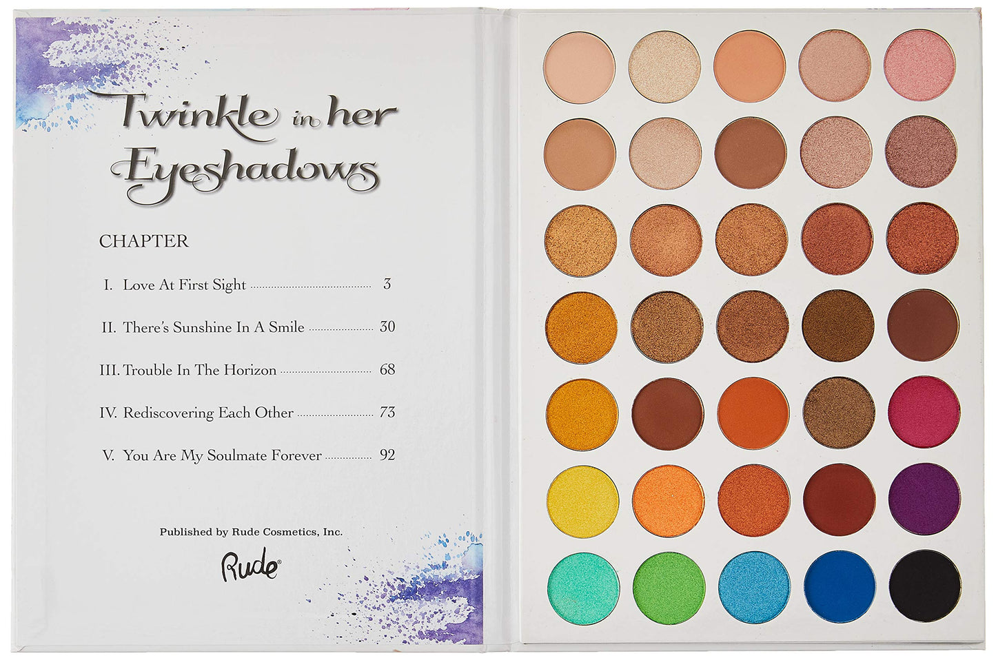 Rude Cosmetics Twinkle In Her 35 Eyeshadows Palette - Book 1 for Women - 1.34 oz Eye Shadow Beauty & Personal Care RUDE