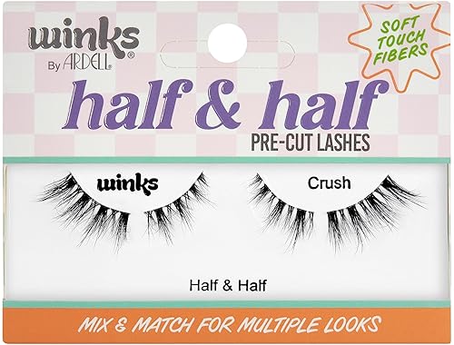 Ardell Winks Half & Half Eyelashes Pre-Cut Lashes Winks & Crush - Mix & Match Wispy Cat Eye Lashes Strips, Natural Look False Eyelashes, 1 Pack Beauty & Personal Care Ardell
