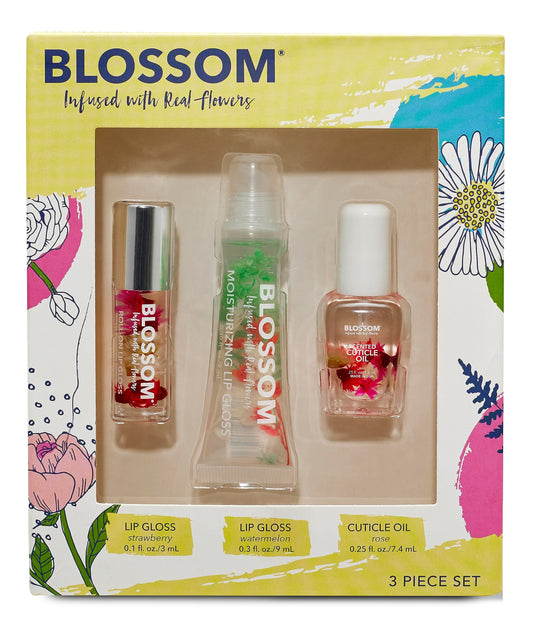 Blossom Scented Roll on Lip Gloss, Moisturizing Lip Gloss Tubes, Hydrating & Strengthening Scented Cuticle Oil with Real Flowers, 0.55 fl oz./19.4mL Beauty & Personal Care Blossom