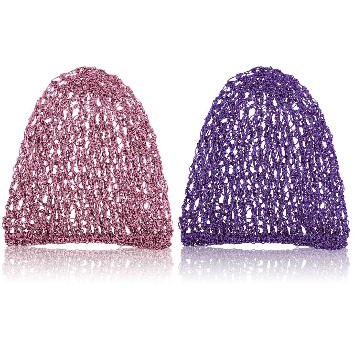 Waydress 2 Pcs Hair Nets Snood for Women Food Service Worker Sleeping Long Hair Cap Mesh Crochet Hairnet Tubi Wrap Rayon Knit(Purple and Pink) Beauty and Personal Care Waydress