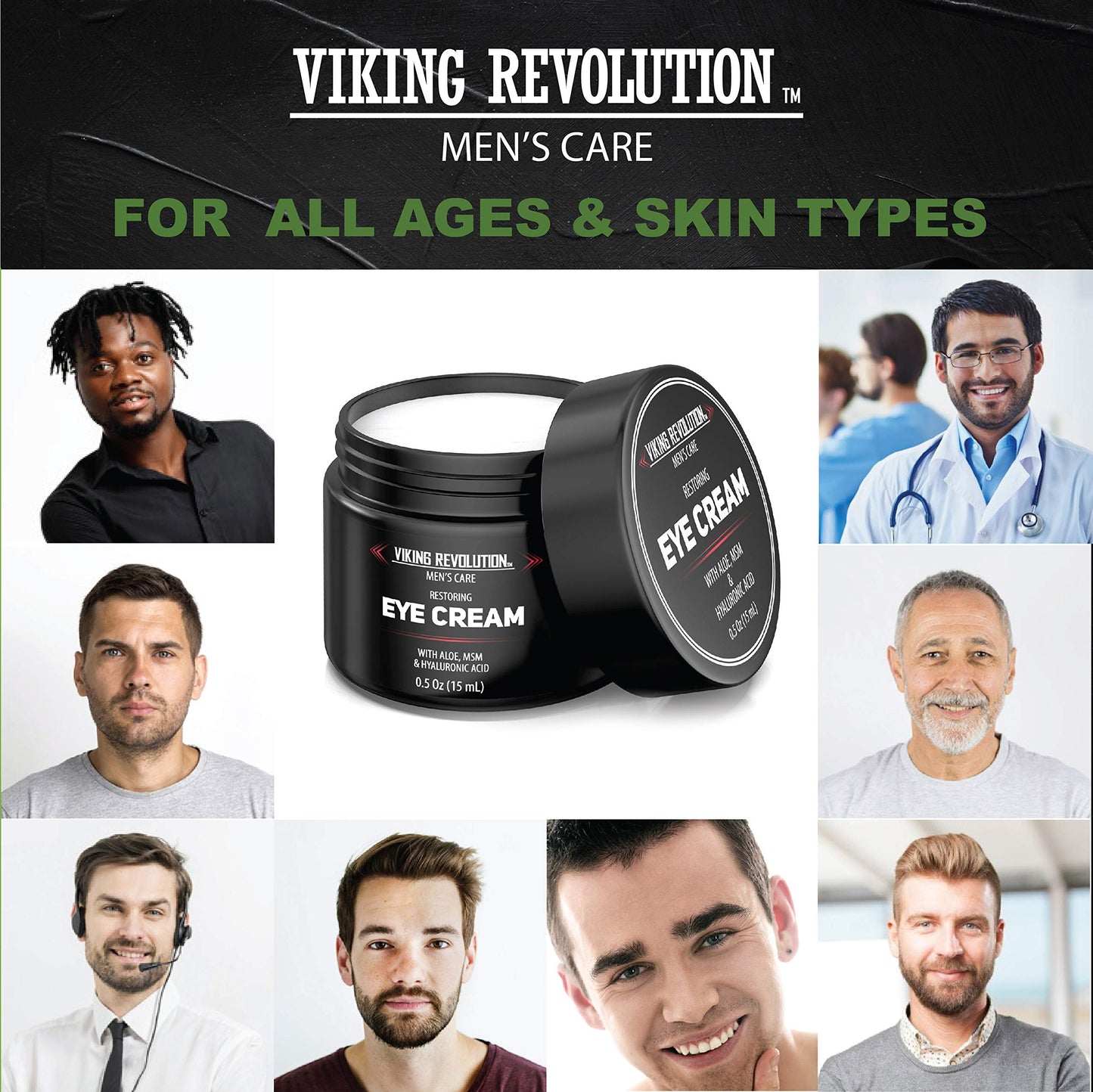 Viking Revolution Men's Eye Cream - Natural Anti-Aging, Dark Circle Treatment, Reduces Puffiness & Crowsfeet - 6ml Beauty & Personal Care Viking Revolution